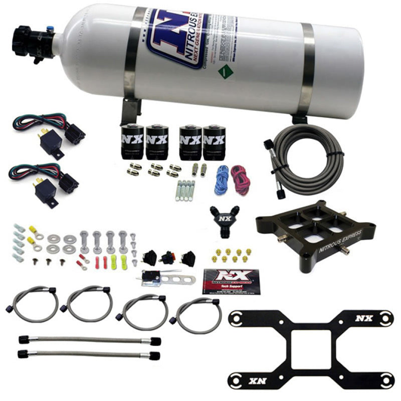 Nitrous Express 4150 Dual Stage Billet Crossbar Nitrous Kit (50-300 & 100-500HP) w/15lb Bottle Nitrous Systems Nitrous Express