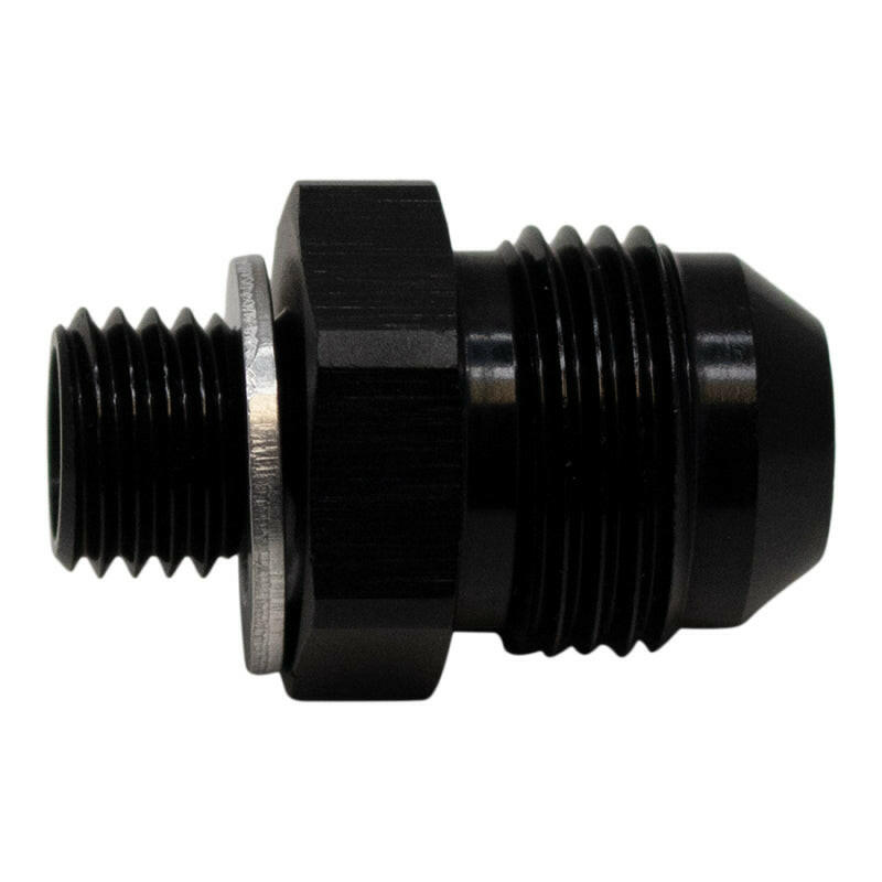 DeatschWerks 8AN Male Flare to M12 X 1.5 Male Metric Adapter (Incl Washer) - Anodized Matte Black Fittings DeatschWerks