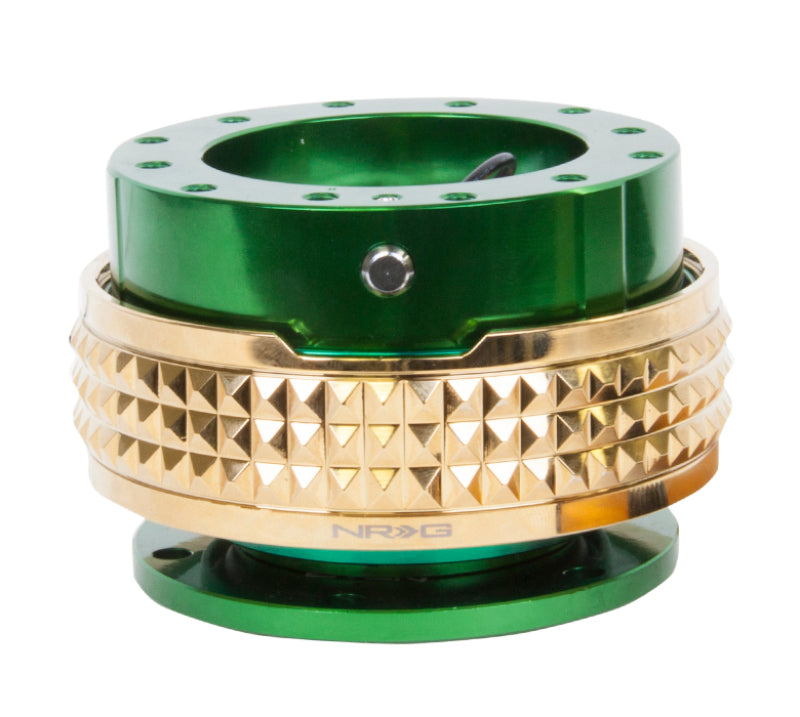 NRG Quick Release Kit - Pyramid Edition - Green Body / Chrome Gold Pyramid Ring Quick Release Adapters NRG