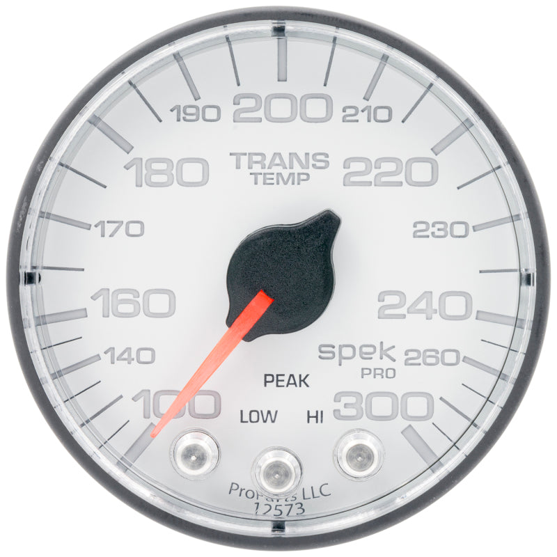 Autometer Spek-Pro 2 1/16in 300 Degree F Stepper Motor W/Peak & Warn White/Black Trans Temp Gauge Gauges AutoMeter