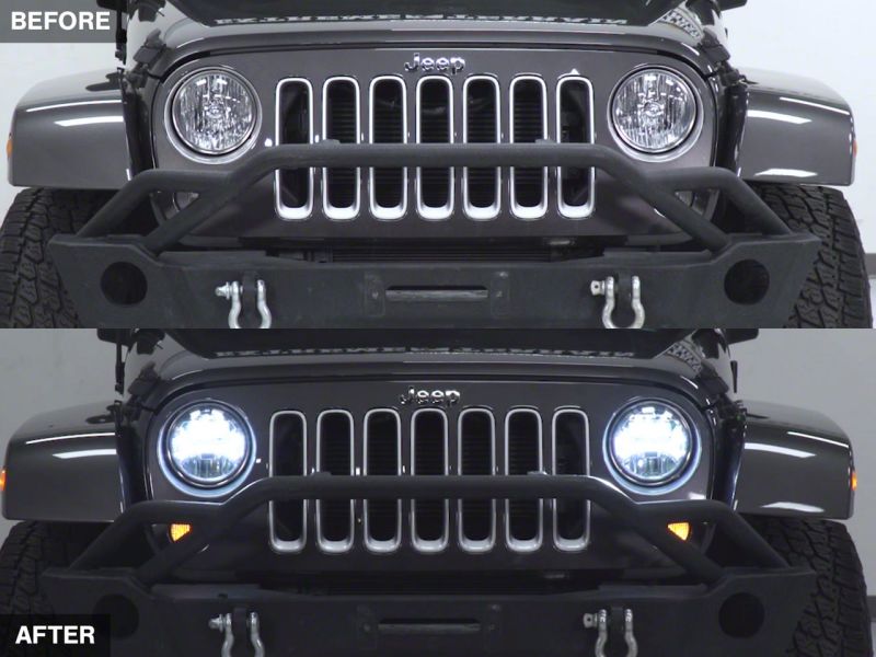 Raxiom07-18 Jeep Wrangler JK LED Halo Projector Headlights- Chrome Housing (Clear Lens) Headlights Raxiom
