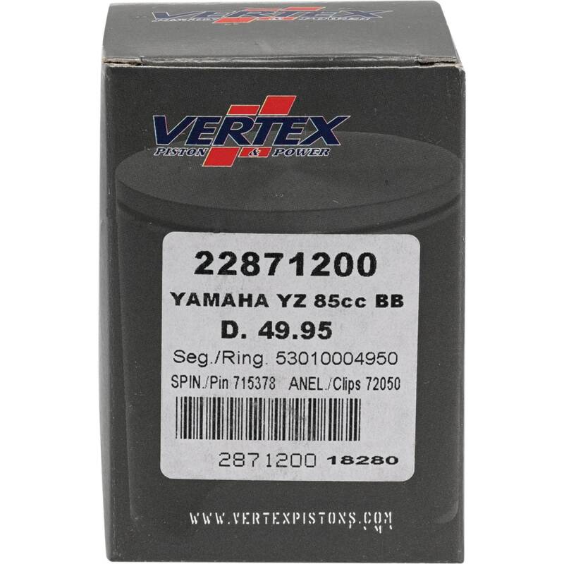Vertex Piston 02-18 Yamaha YZ 85 85cc +2mm Cast Big Bore Piston Kit 92cc. Piston Sets - Powersports Vertex Pistons