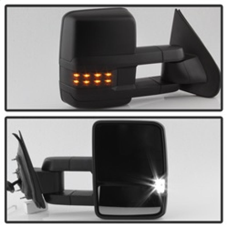 xTune Chevy Silverado 14-16 Heated Smoke LED Signal Telescoping Mirrors MIR-CSIL14S-G2-PWH-SM-SET Side Mirrors SPYDER