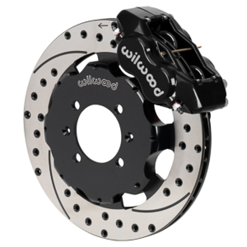Wilwood Forged Dynalite Front Hat Kit 11.75in SRP Drilled/Slotted Rotor Black Caliper 90-05 Miata Big Brake Kits Wilwood