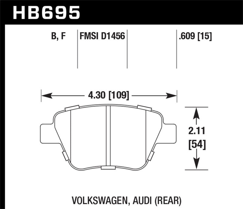 Hawk 12 Audi A3 / 11-12 VW Golf GTI/Jetta S/Jetta SE/Jetta SEL/Jetta TDI HPS Street Rear Brake Pads Brake Pads - Performance Hawk Performance