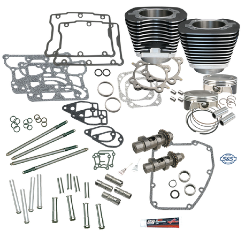 S&S Cycle 07-17 BT S&S 106in Big Bore Hot Set Up Kit w/o Cylinder Heads - Wrinkle Black Heads S&S Cycle
