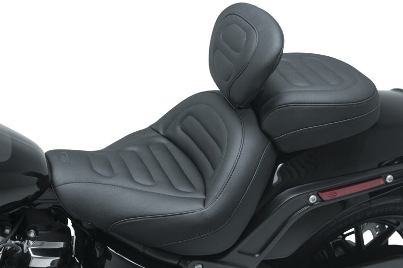 Mustang 18-21 Harley Fat Bob Standard Touring Recessed Passenger Seat - Black Passenger Motorcycle Seats Mustang Motorcycle