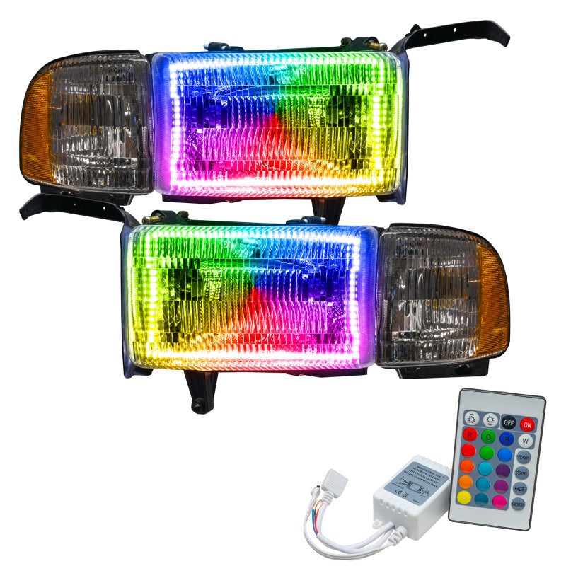 Oracle 94-02 Dodge Ram Pre-Assembled Halo Headlights - ColorSHIFT w/ Simple Controller Headlights ORACLE Lighting