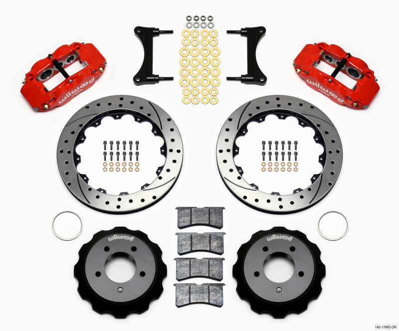 Wilwood Narrow Superlite 6R Front Hat Kit 12.88in Drill Red 93-96 Mazda RX7 Big Brake Kits Wilwood