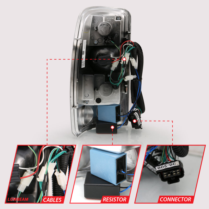 ANZO 2000-2006 Chevrolet Tahoe Led Taillights Black/Clear Tail Lights ANZO