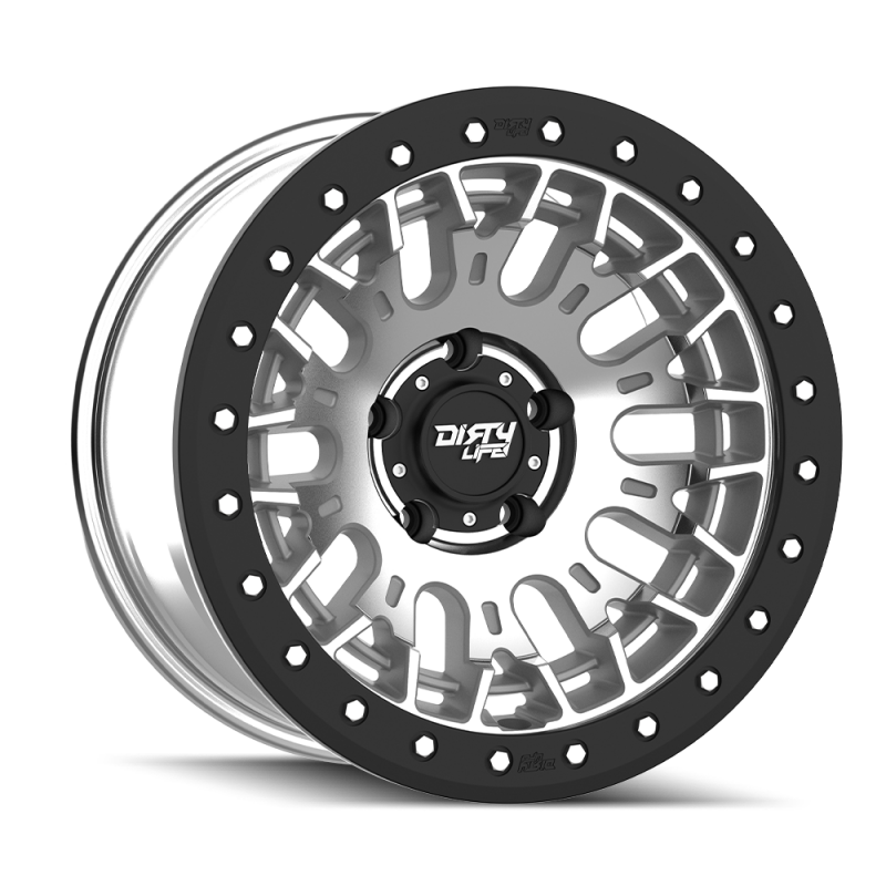 Dirty Life DT-3 17X9 5x127 -12 Offset - Machined Finish w/ Simulated Beadlock Wheels - Cast Dirty Life