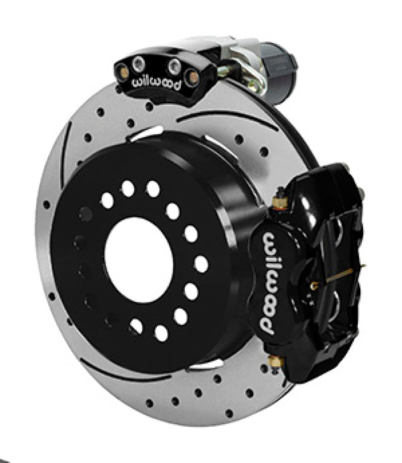 Wilwood Forged Dynalite Rear Electronic Parking Brake Kit -Black Powder Coat Caliper - SRP D/S Rotor Brake Calipers - Perf Wilwood