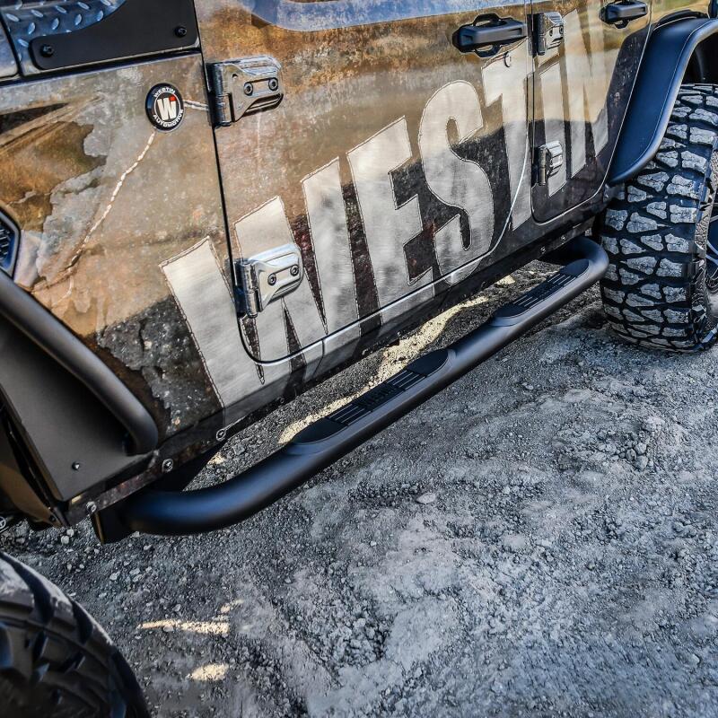 Westin 18-22 Jeep Wrangler JLU 4dr. E-Series 3 Nerf Step Bars - Tex. Blk Nerf Bars Westin