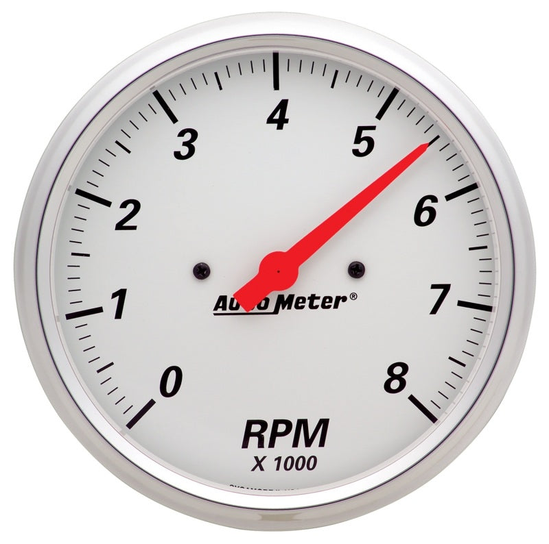 AutoMeter Gauge Tachometer 5in. 8K RPM In-Dash Arctic White Gauges AutoMeter