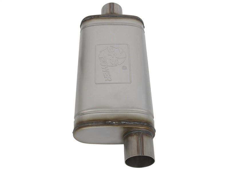 aFe MACHForce XP SS Muffler 3in Center Inlet / 3in Offset Outlet 18in L x 9in W x4in H Body Muffler aFe