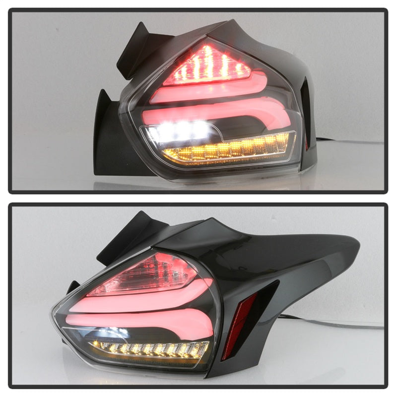 Spyder 15-17 Ford Focus Hatchback LED Tail Lights w/Indicator/Reverse - Black (ALT-YD-FF155D-LED-BK) Tail Lights SPYDER