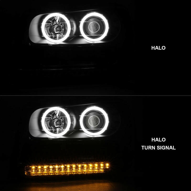 ANZO 2002-2009 Chevrolet Trailblazer Projector Headlights w/ Halo Black Headlights ANZO