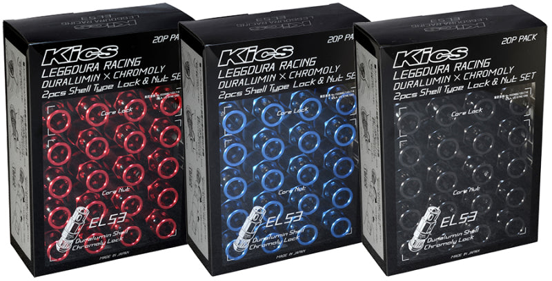 Project Kics Leggdura Racing 53mm EL53 Shell Type Lug Nut 16 Pcs + 4 Locks 12X1.50 Blue Lug Nuts Project Kics