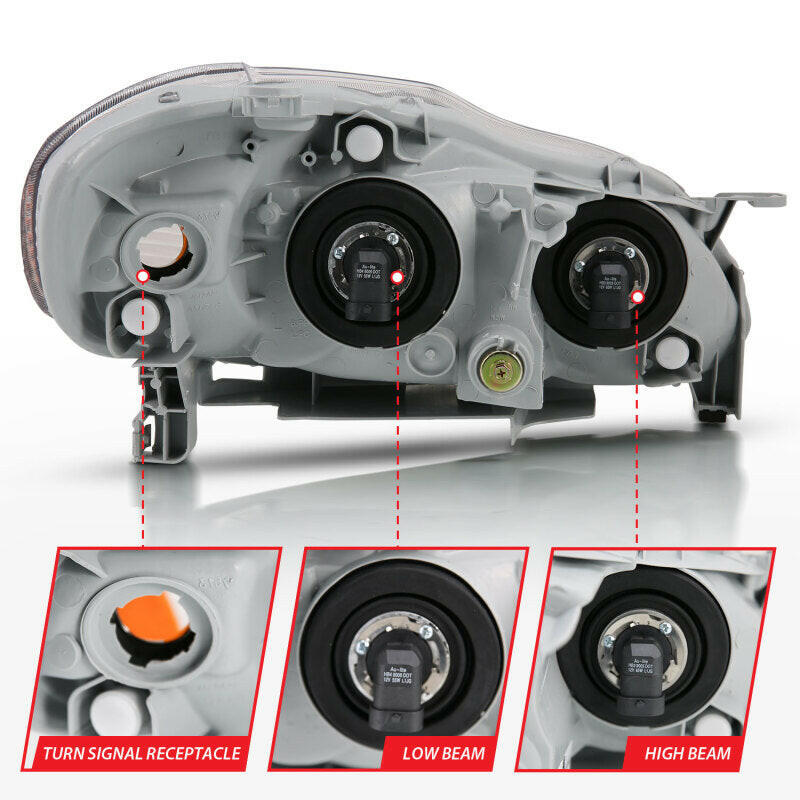 ANZO 2005-2008 Toyota Corolla Crystal Headlight Chrome Amber Headlights ANZO