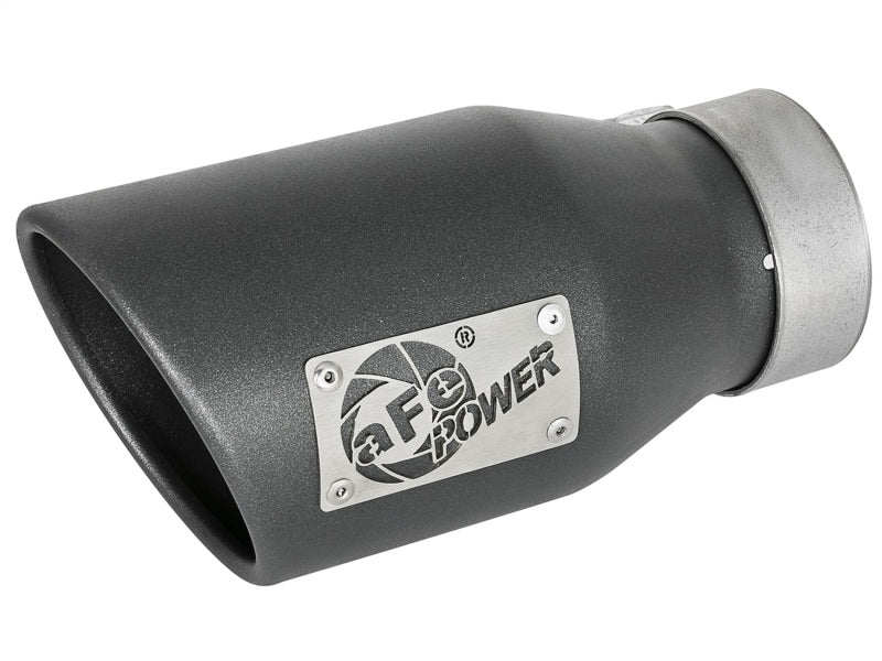 aFe MACH Force-Xp 3in 304 SS Metallic Black Exhaust Tip 3in In x 4-1/2in Out x 9in L Bolt-On Left Catback aFe