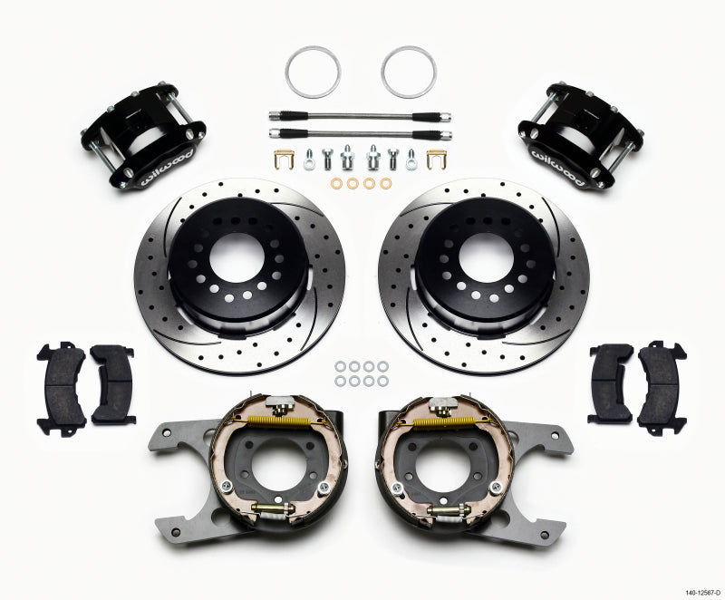 Wilwood D154 P/S Park Brake Kit Drilled Jeep Dana 35 2.56 Off 5-lug w/ lines Big Brake Kits Wilwood