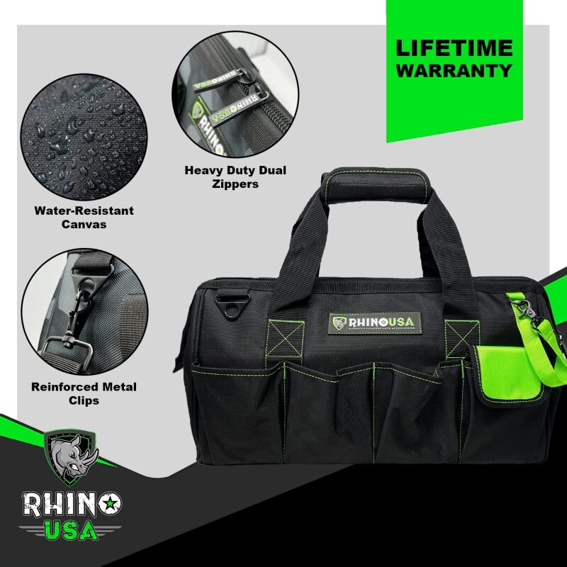 Rhino USA Heavy Duty Tool Bag (Black) Tool Storage Rhino USA