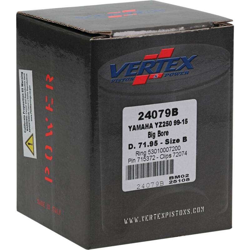 Vertex Piston 22-23 Fantic Motor XX 250 250cc +5.6mm Cast Big Bore Piston Kit 72mm. 295cc. Piston Sets - Powersports Vertex Pistons