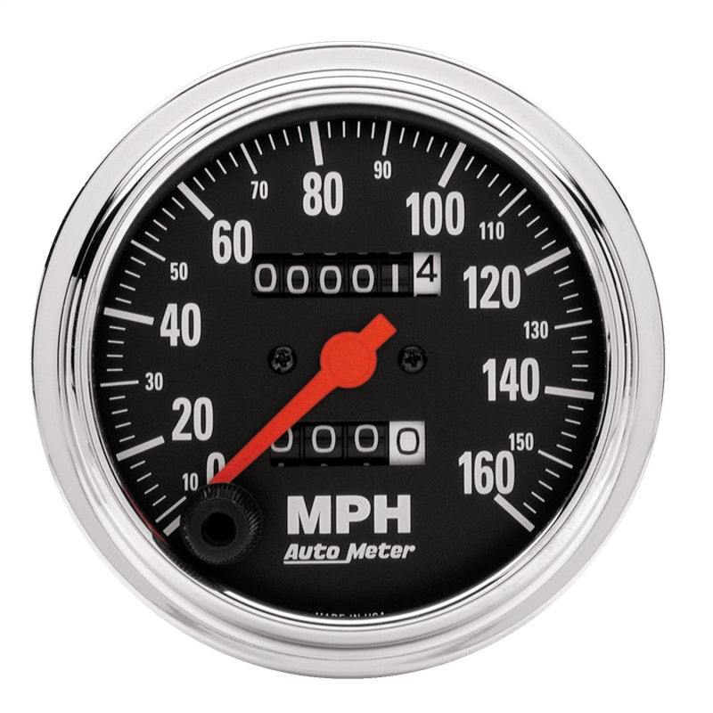AutoMeter Gauge Speedometer 3-3/8in. 160MPH Mechanical Traditional Chrome Gauges AutoMeter