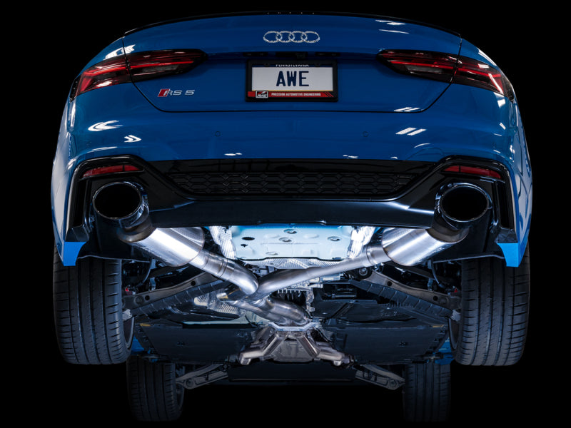 AWE Tuning Audi B9.5 RS5 Sportback Non-Resonated Touring Edition Exhaust - RS-Style Diamond Blk Tips Catback AWE Tuning