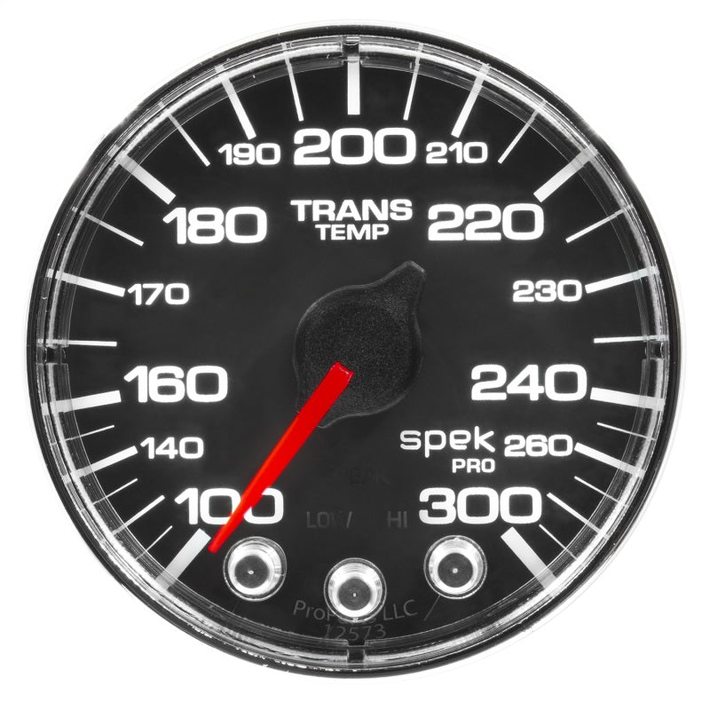Autometer Spek-Pro Gauge Water Temp 2 1/16in 300f Stepper Motor W/Peak & Warn Blk/Chrm Gauges AutoMeter