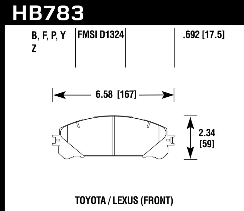 Hawk 08-16 Toyota Highlander Performance Ceramic Street Front Brake Pads Brake Pads - Performance Hawk Performance