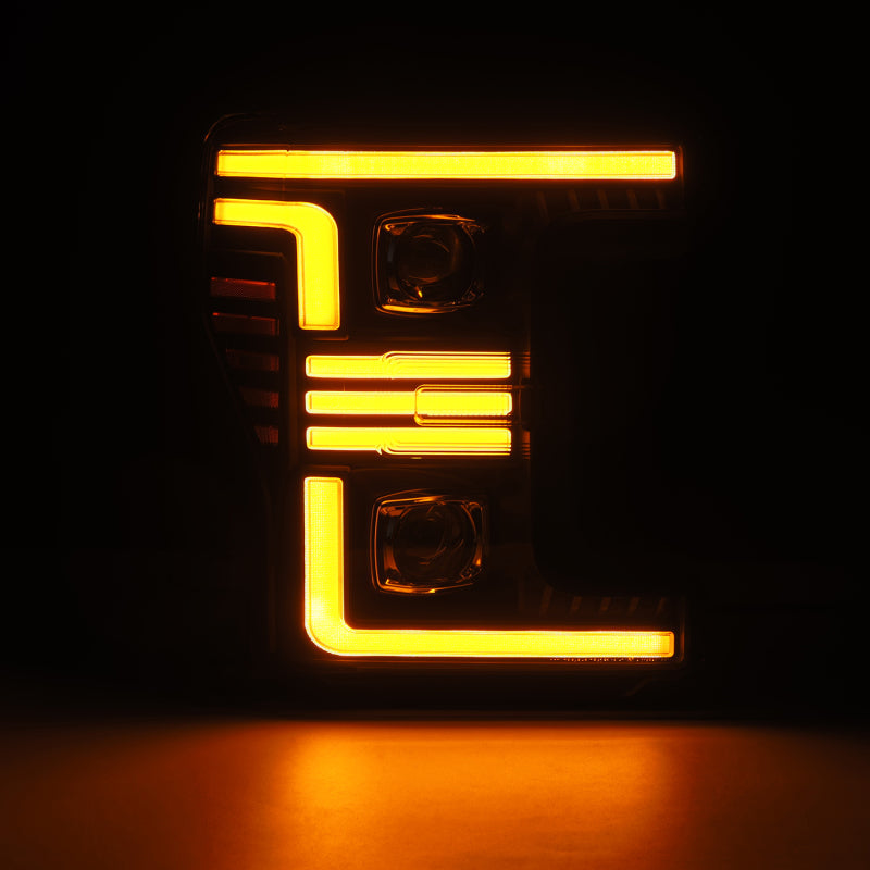 AlphaRex 17-19 Ford F-250/350/450/550 Super Duty PRO-Series Proj Headlights Black w/SeqSig & DRL Headlights AlphaRex