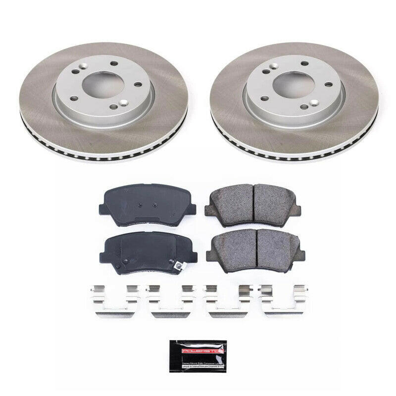 Power Stop 14-16 Kia Forte5 Front Semi-Coated Rotor Kit Brake Kits - Performance Blank PowerStop