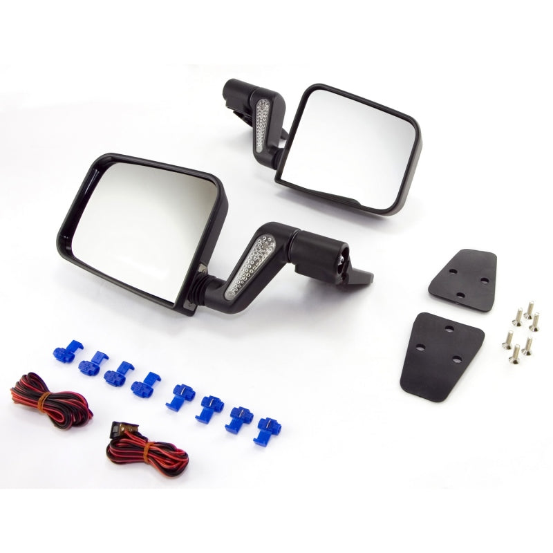 Rugged Ridge 87-02 Jeep Wrangler Black Heated Door Mirror Kit Exterior Trim Rugged Ridge