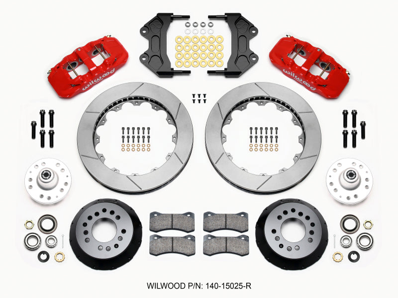 Wilwood AERO6 Front Hub Kit 15.00-Red WWE ProSpindle Big Brake Kits Wilwood