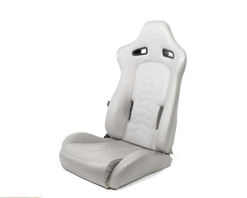 NRG Reclinable Sport Seats (Pair) The Arrow Grey Vinyl w/ Pressed NRG logo w/ Grey Stitch Reclineable Seats NRG