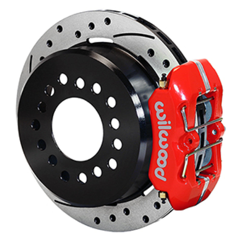 Wilwood Dynapro 12 Bolt Low-Pro Rear Kit w/ E-Brake 11in Drilled & slotted / 2.75-2.81in off - Red Big Brake Kits Wilwood