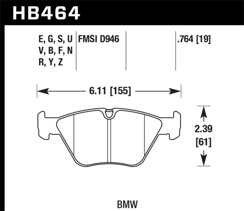 Hawk 01-05 BMW 330Ci 3.0L Base Front ER-1 Brake Pads Brake Pads - Racing Hawk Performance