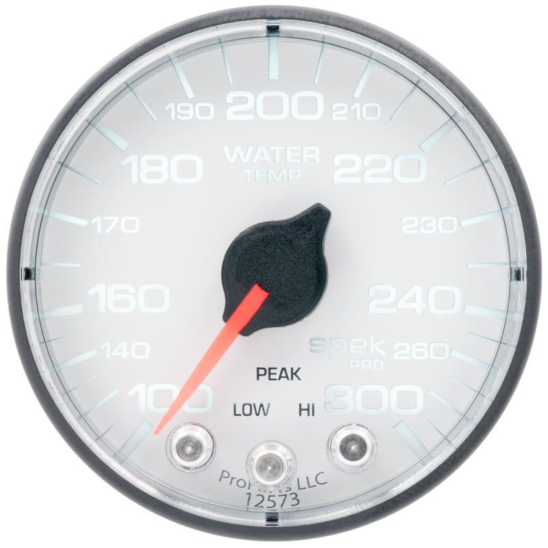 Autometer Spek-Pro Gauge Water Temp 2 1/16in 300f Stepper Motor W/Peak & Warn Wht/Blk Gauges AutoMeter