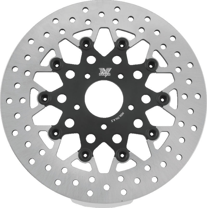 Twin Power 08-13 FLH FLT 08-16 FLHR 06-17 Dyna Front 11.8 Floating Rotor Mesh Black Brake Rotors - OE TwinPower