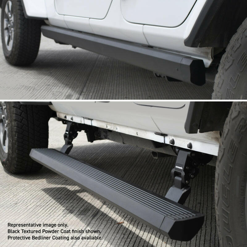 RealTruck 20-24 Jeep Gladiator CC 4dr VoltStep Electric Running Board Kit - Bedliner Coating Running Boards Go Rhino