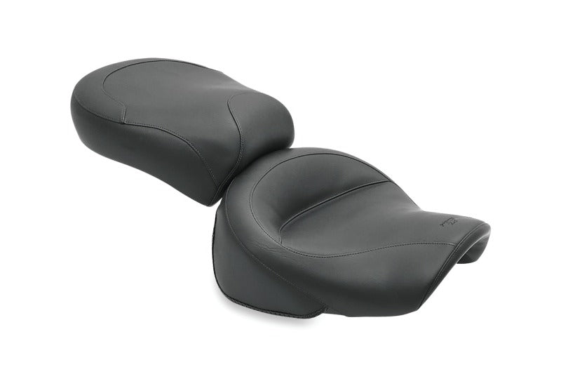 Mustang 00-08 Kawasaki Vulcan 1500 Classic FI, 00-04 Nomad Fl Std Touring 2PC Seat - Black Two-Piece Motorcycle Seats Mustang Motorcycle