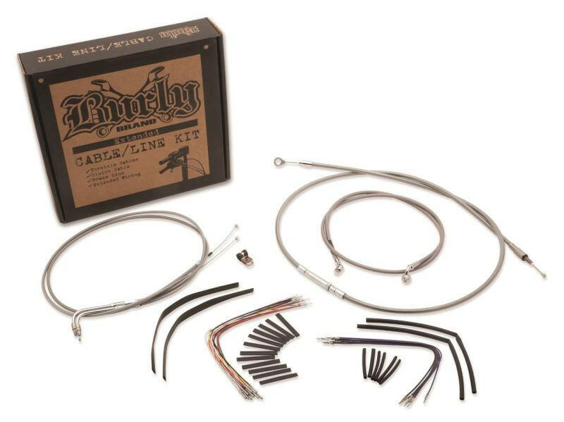 Burly Brand Control Kit 18in Gorla / 19in Louie Bar - Stainless Steel Throttle Cable Burly Brand