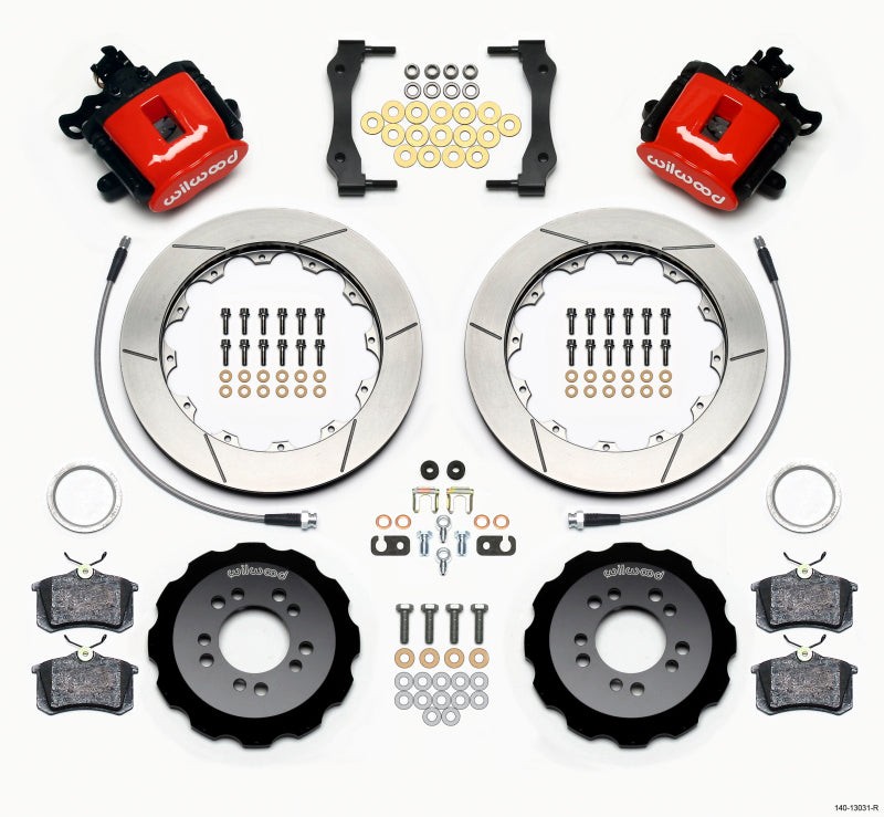 Wilwood Combination Parking Brake Rear Kit 12.88in Red 2013-Up Ford Focus ST w/ Lines Brake Calipers - Perf Wilwood