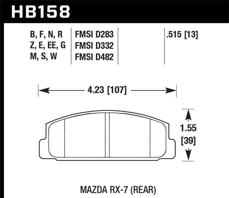 Hawk 86-95 Mazda RX-7 HPS Street Rear Brake Pads Brake Pads - Performance Hawk Performance