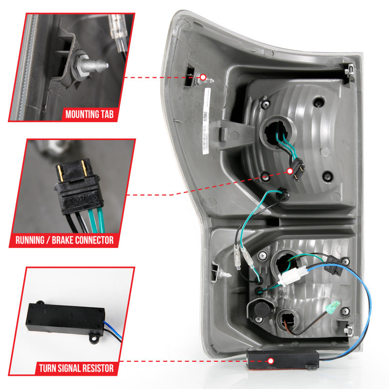 ANZO 2007-2013 Toyota Tundra LED Taillights Plank Style Black w/Clear Lens Tail Lights ANZO