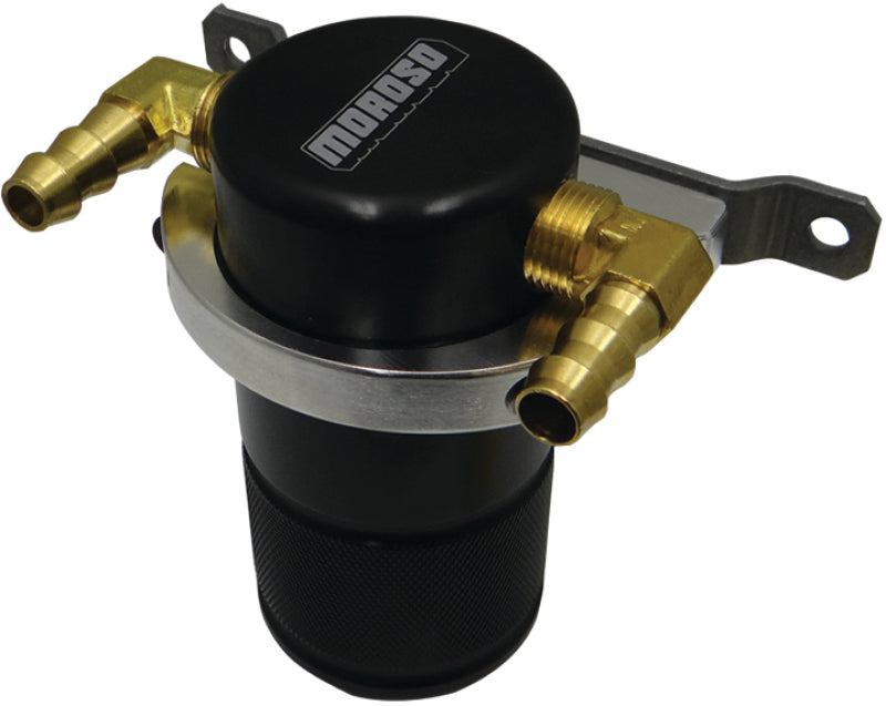 Moroso Universal Air/Oil Separator Catch Can - Small Body w/o Drain - Billet Aluminum - Black Finish Oil Catch Cans Moroso