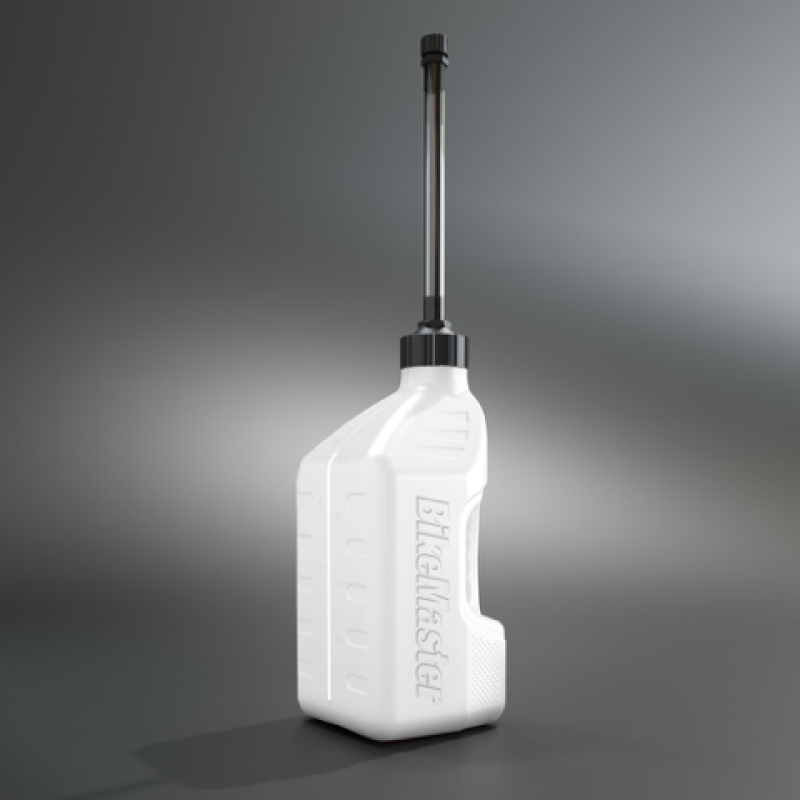 BikeMaster 1.25 Gallon White Jug Black Cap w/ Auto Shut Off Hose Tools BikeMaster