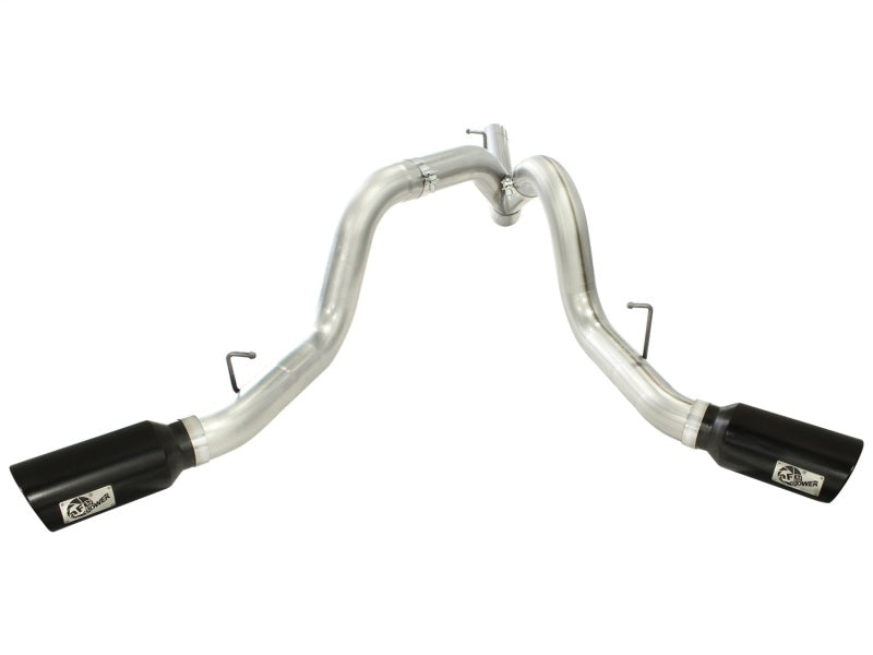 aFe MachForce XP Exhaust 4inch DP-Back All SS 2011-14 GM Diesel Trucks V8-6.6L LML Black Tips Catback aFe