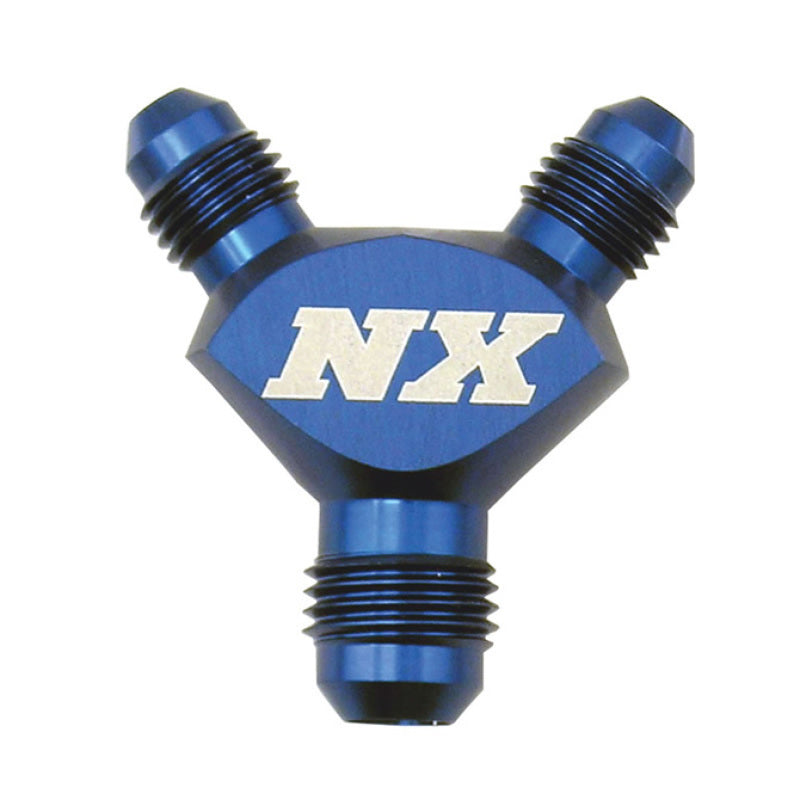 Nitrous Express 6AN x 4AN x 4AN Billet Pure-Flo Y Fitting - Blue Fittings Nitrous Express